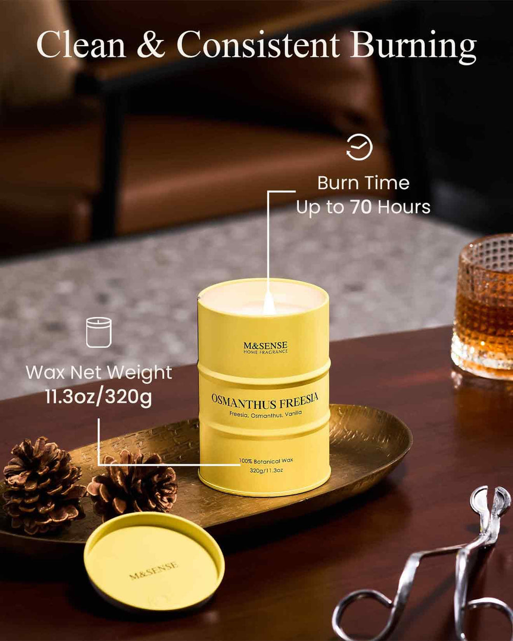 Fragrance throw and room ambiance with Osmanthus Freesia candle