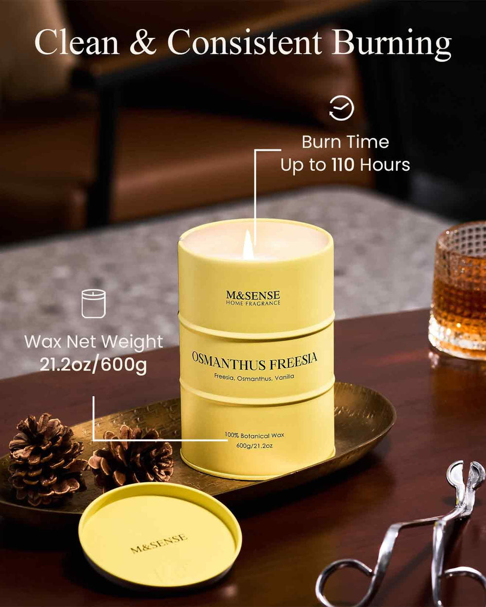 Gift-ready Osmanthus Freesia scented candle box