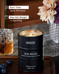 Gift-ready Oud Wood candle in elegant packaging