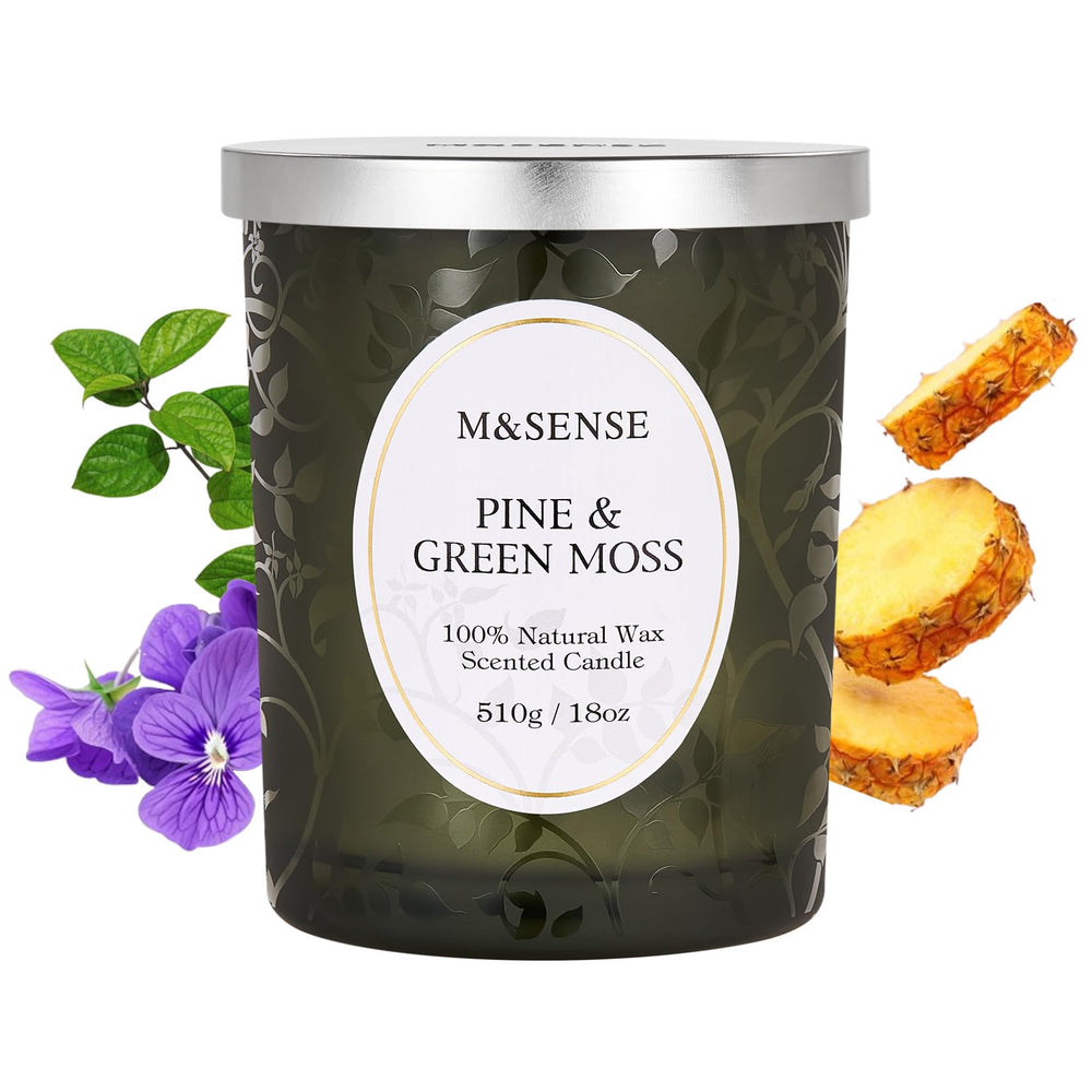 Ingredients and eco-friendly candle details for Pine & Moss