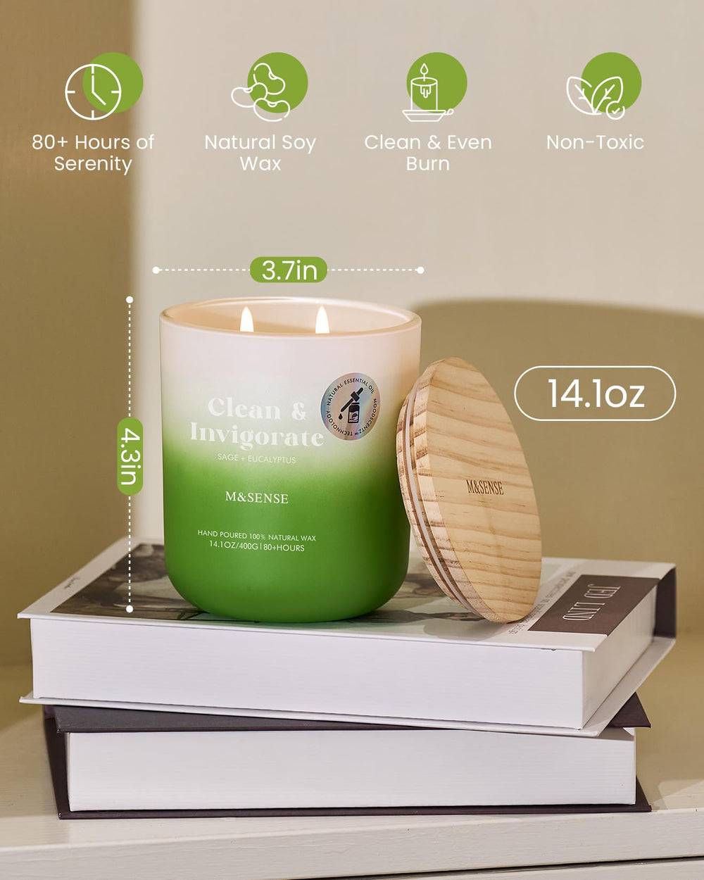 Candle with cotton wick close-up in reusable jar