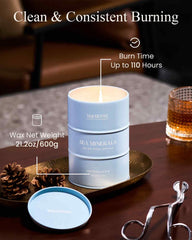 Candle emitting a room-filling aroma for relaxation