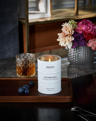 M&SENSE Litchi Fizzy candle tin in recyclable packaging