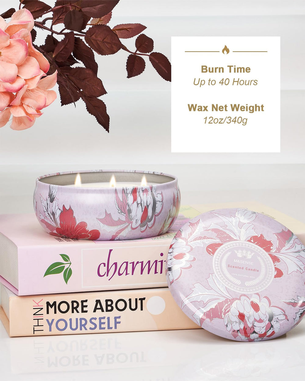 Decorative floral-patterned candle tin design