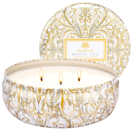 M&SENSE White Tea 12oz 3-wick soy tin candle