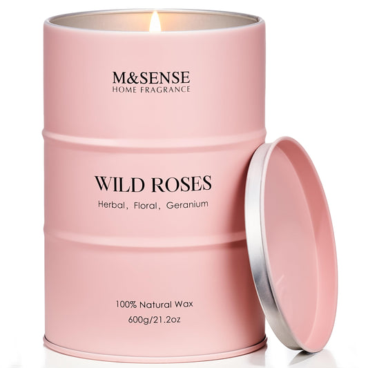 MSENSE Wild Rose candle tin with natural soy-palm wax blend