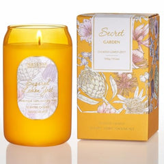 M&SENSE Aromatherapy yellow soy candle in a glass jar with Sugared Lemon Zest fragrance