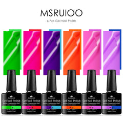 MSRUIOO glow-in-the-dark nails under black light showcase vibrant finishes.