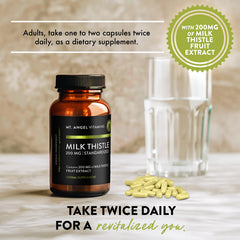Dietary supplement bottle with capsules on white