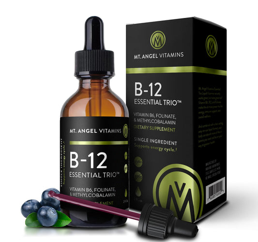 Mt. Angel Vitamins B12 Essential Trio bottle label