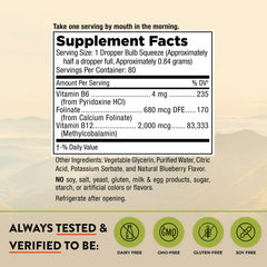 Vegan sublingual B12 liquid drops with dropper