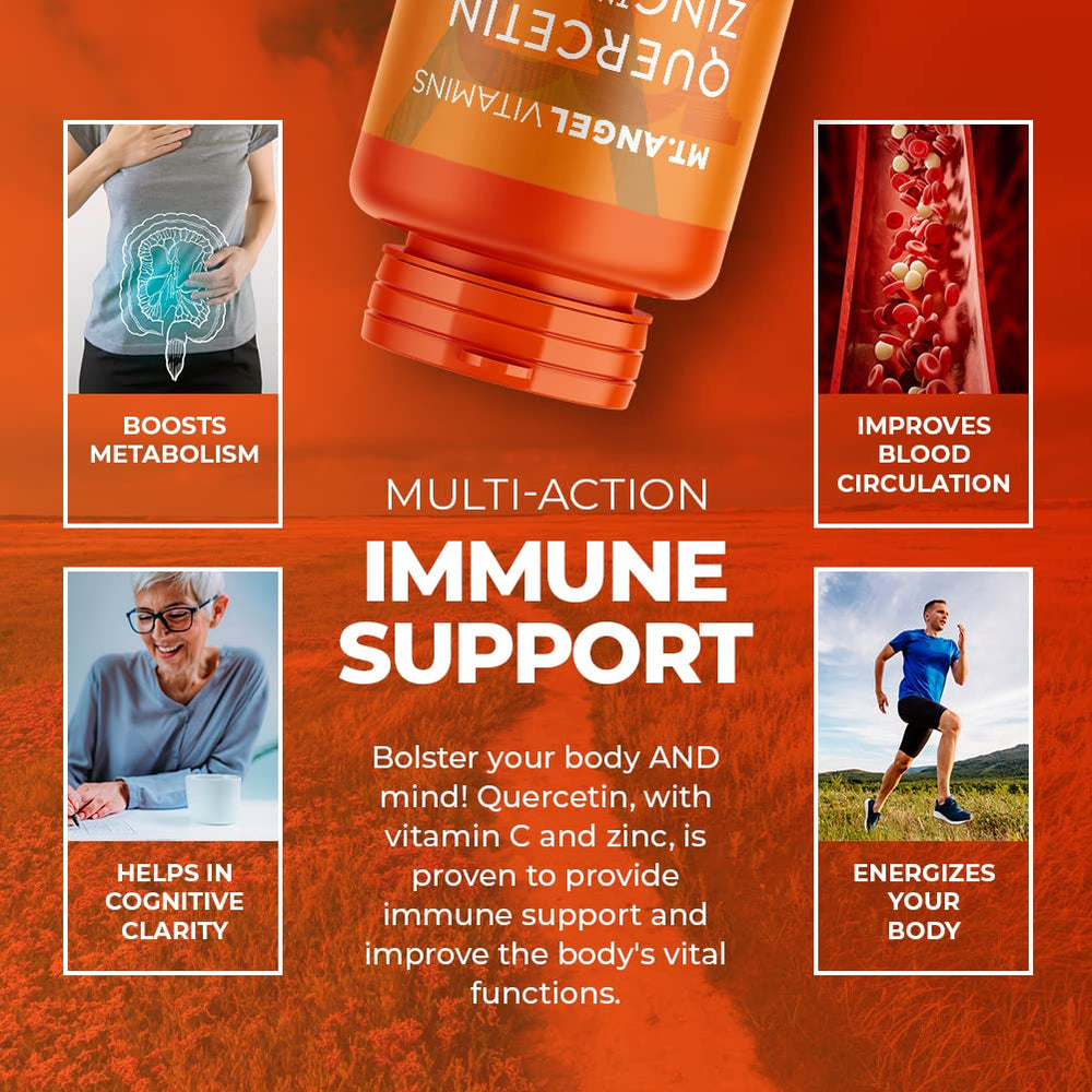 Vitamin C, Zinc and D3 infographic for Mt. Angel Vitamins immune supplement