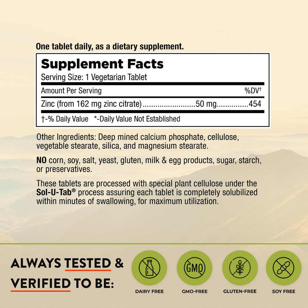 Zinc Citrate 50mg tablets hero shot
