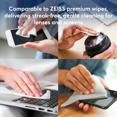 Individually wrapped disposable lens wipes for on-the-go cleaning