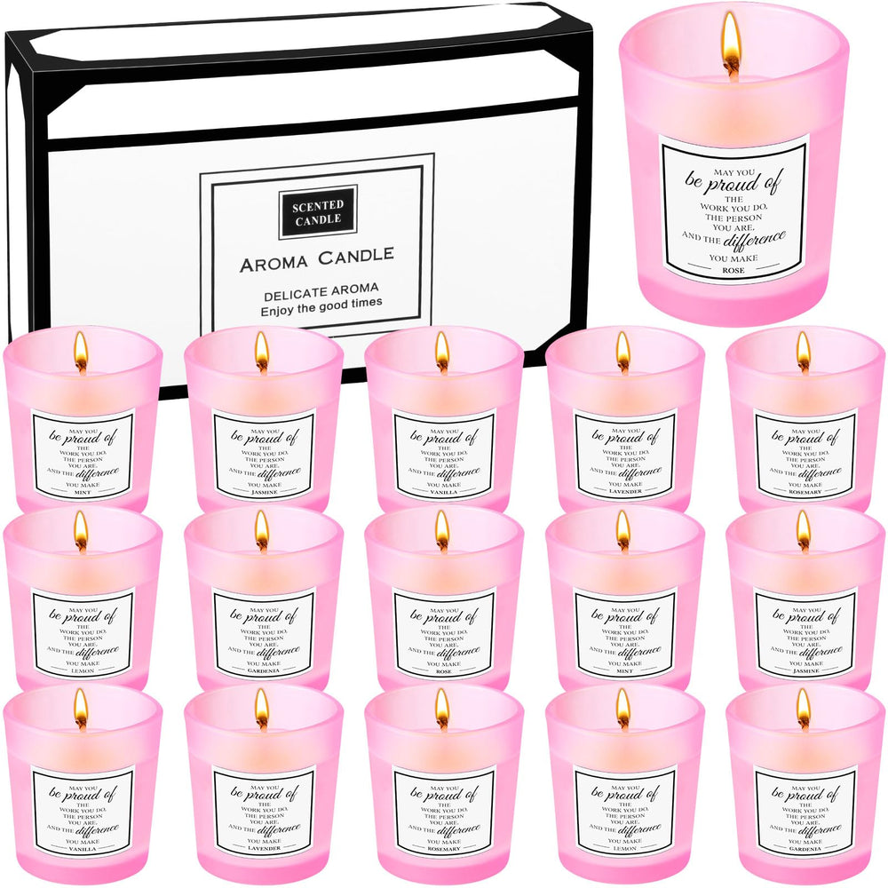 MTLEE 16-pack scented candles gift set pink packaging