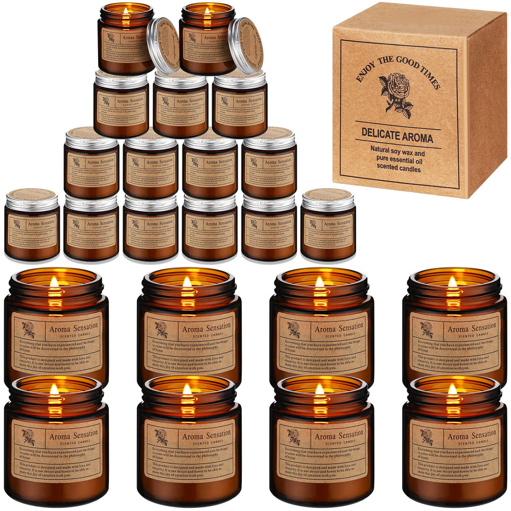 MTLEE 24-piece scented candle gift set packaging showing 8 fragrances