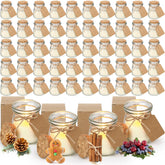 MTLEE 50 Pcs Christmas Jar Candles Gift Set in clear glass jars with kraft labels