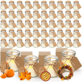 MTLEE 50pc Fall Thanksgiving candle jars gift set with DIY cards