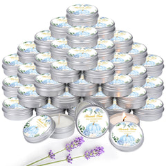 MTLEE little pumpkin baby shower favor tin showing compact lavender candle for guests