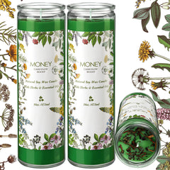 MTLEE money candle pack two green pillars for wealth rituals