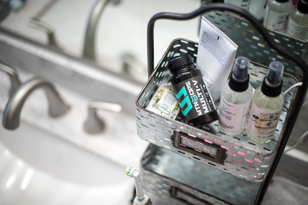 Packaging and bottle displayed on counter