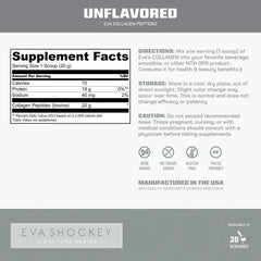 Unflavored collagen powder in scoop on white background