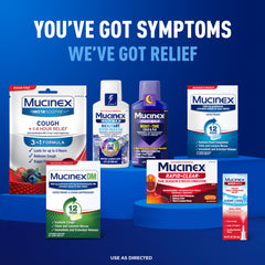 Mucinex Rapid Clear mucus relief action focuses on thinning mucus for easier expulsion