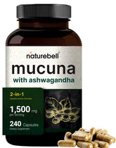 Bottle of Mucuna Pruriens and Ashwagandha capsules – 1500mg per serving