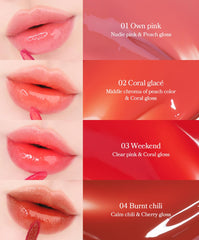 Mude Glacé Lip Tint glossy finish delivers mirror-like shine.