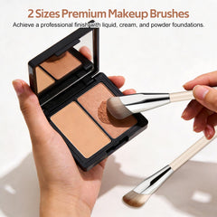 MUIIGOOD angled blush brush duo pack shows two versatile tools for different blush formulas.