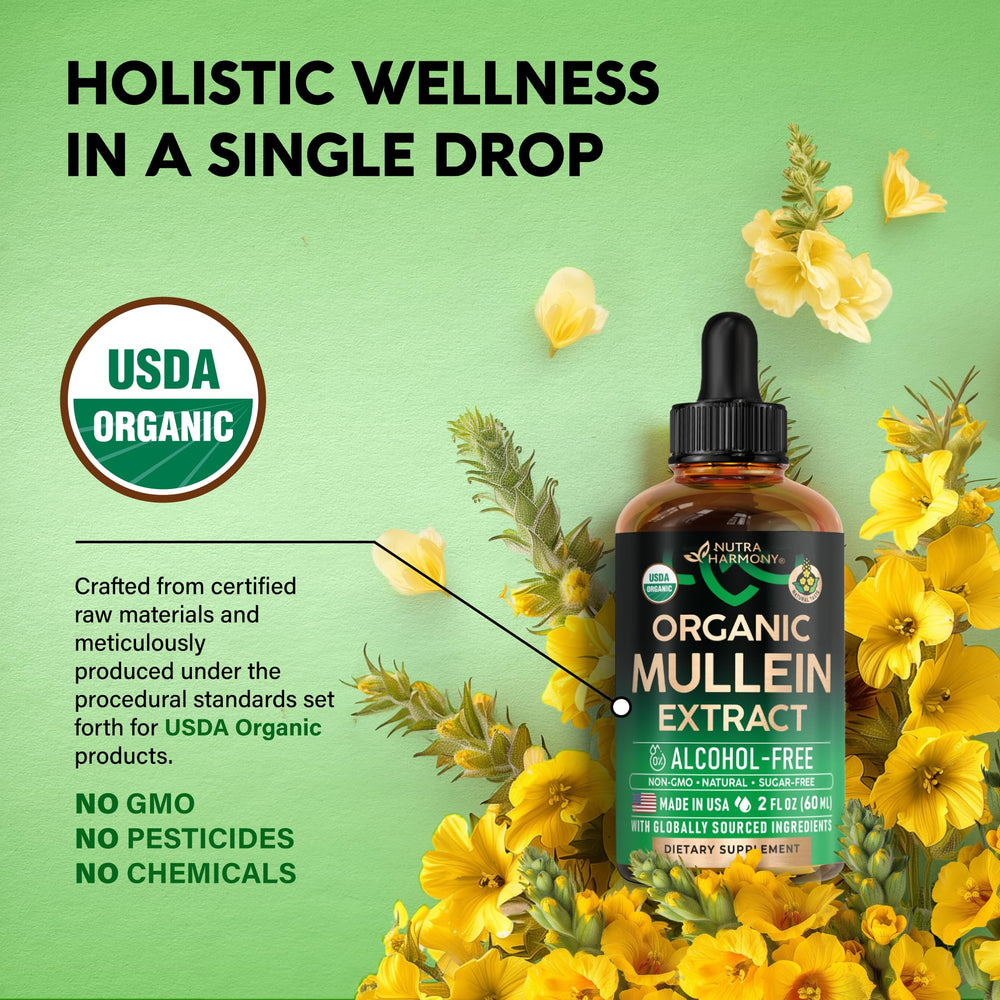Pouring mullein drops for lungs from a bottle