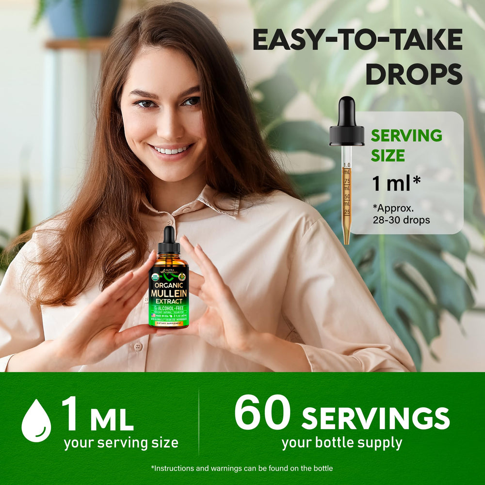 Made in USA label on Mullein Drops for Lungs bottle