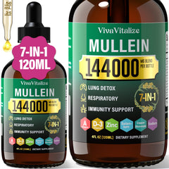 Mullein Drops for Lungs bottle with label on white background