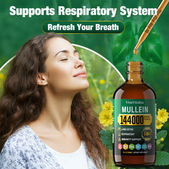 Close-up of product label showing mullein extract details