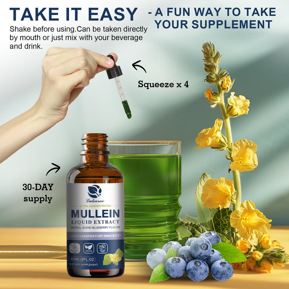 Close-up of the Mullein Drops bottle and label