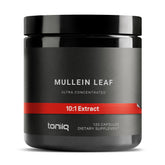 Front view of Toniiq Mullein Leaf Capsules bottle showing 1300mg 10:1 extract