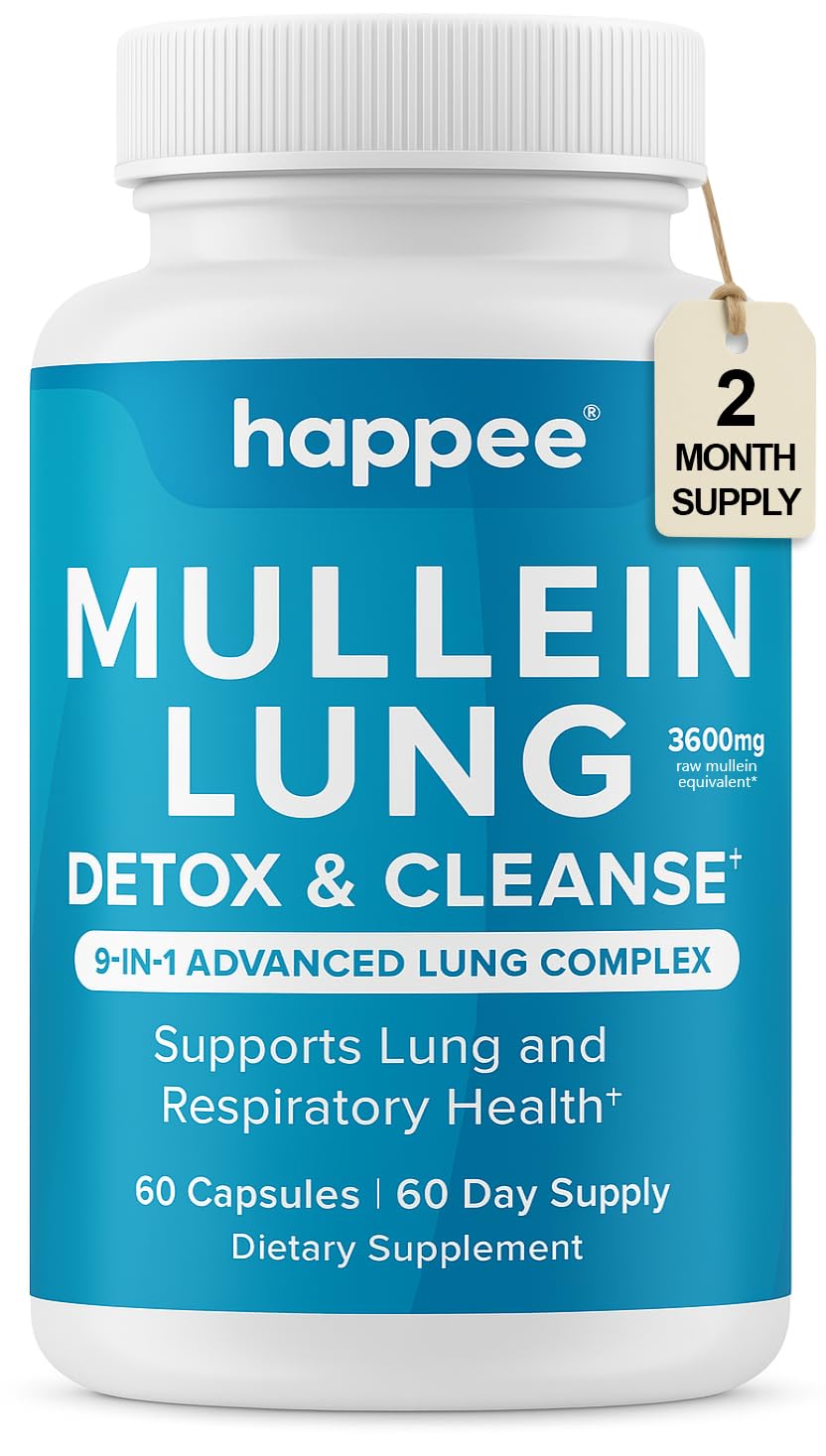 Mullein leaf extract supplement bottle with capsules