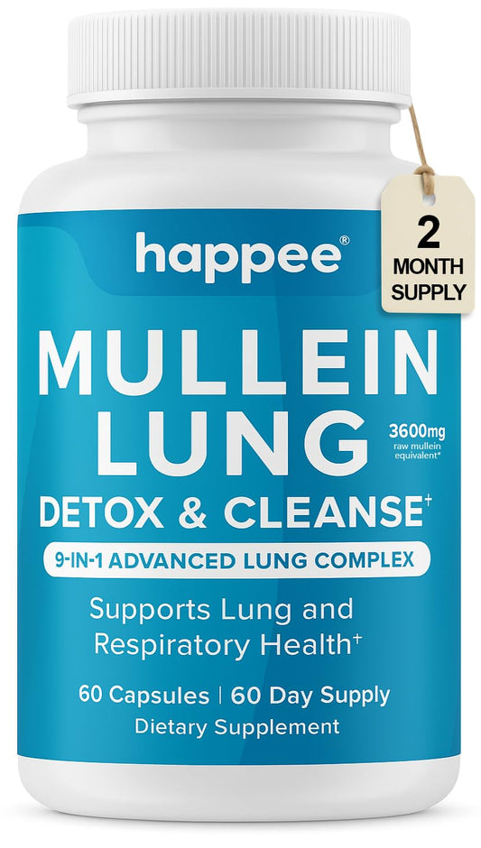 Mullein leaf extract supplement bottle with capsules