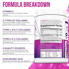 Scoop with pink lemonade flavored collagen powder