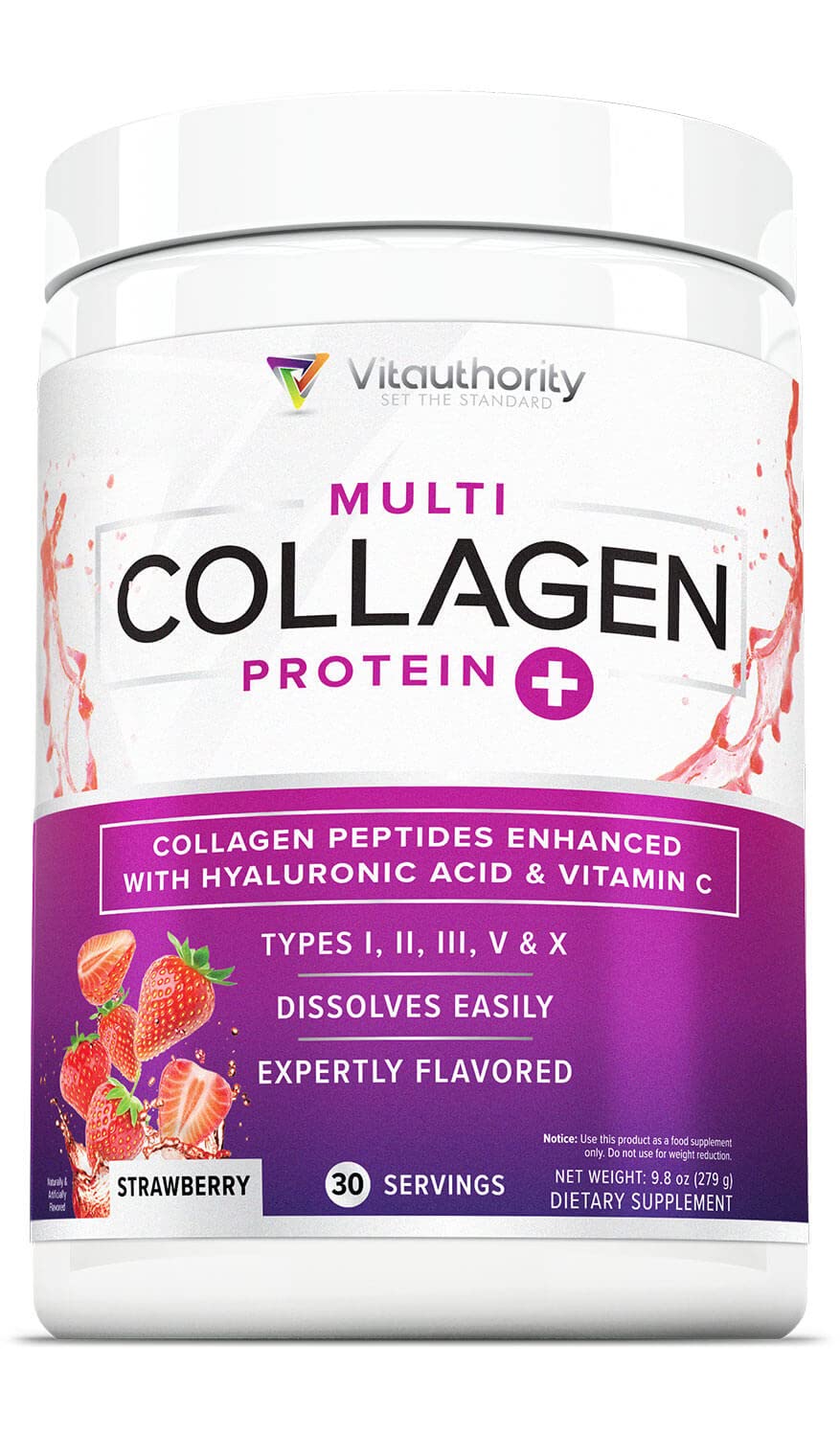 Product bottle of Multi Collagen Peptides for Women in Strawberry flavor