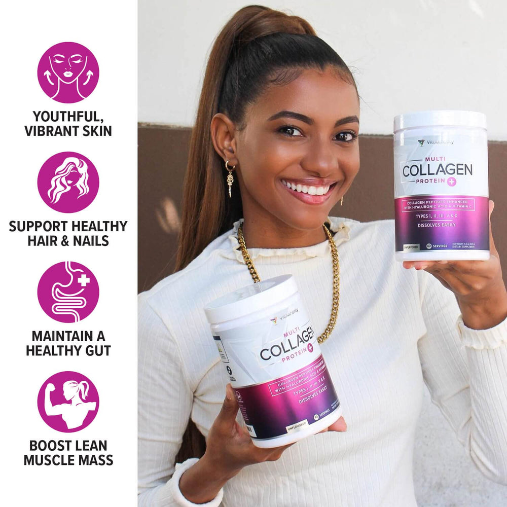 Nutrition label highlighting 5 types of collagen