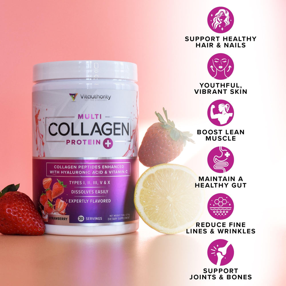 Front view of product packaging and serving size 30 servings