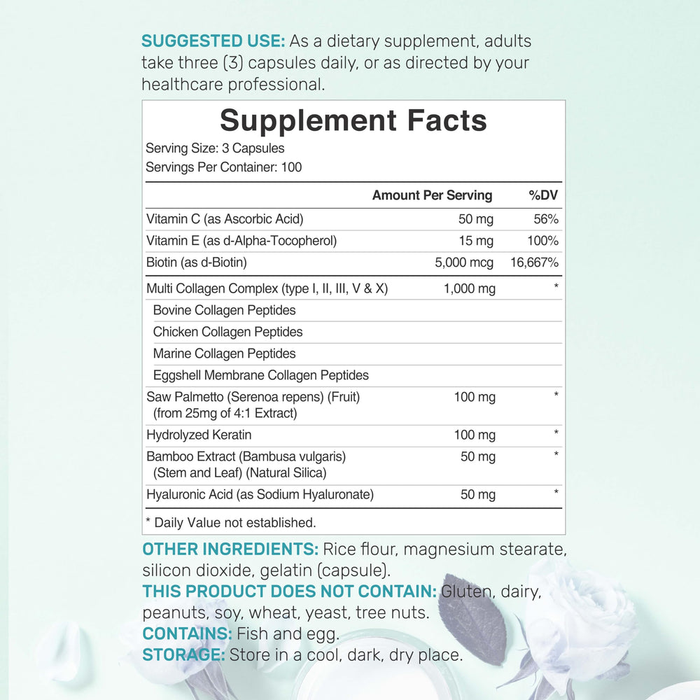 Label close-up of Multi Collagen Pills bottle