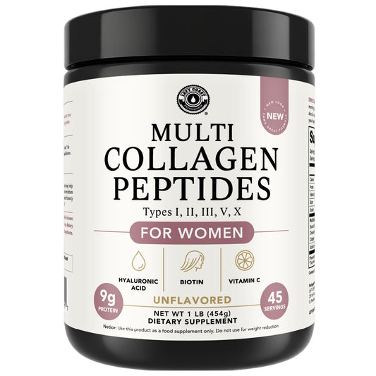 Front view of Multi Collagen Peptides Powder bottle.
