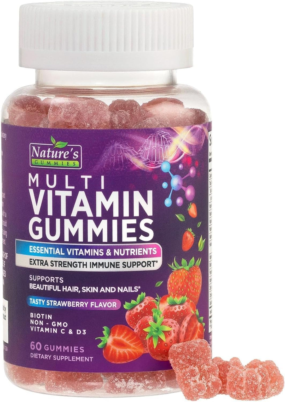 Close-up of daily multivitamin gummies for adults
