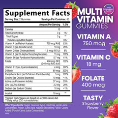 Bottle of adults multivitamin gummies with label