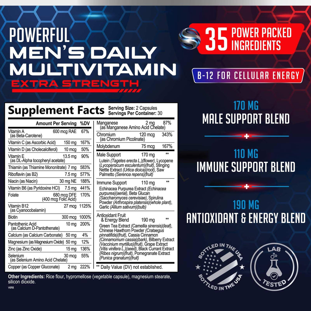 Close-up of vitamins for energy and immune support in bottle