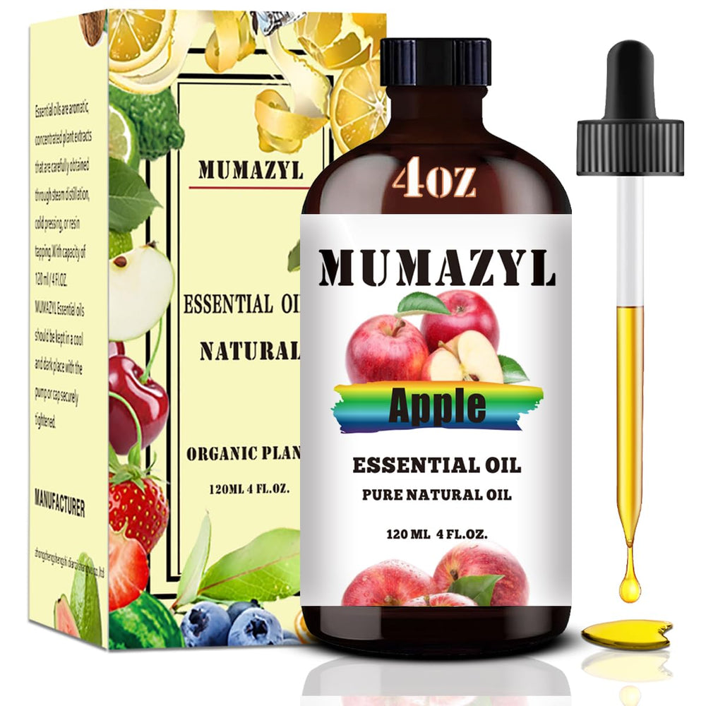 MUMAZYL apple essential oil front packaging shows bottle and box, evokes gifting benefit