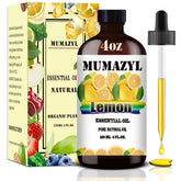 MUMAZYL Lemon Oil bottle in amber glass delivers long-lasting citrus scent for diffusers.