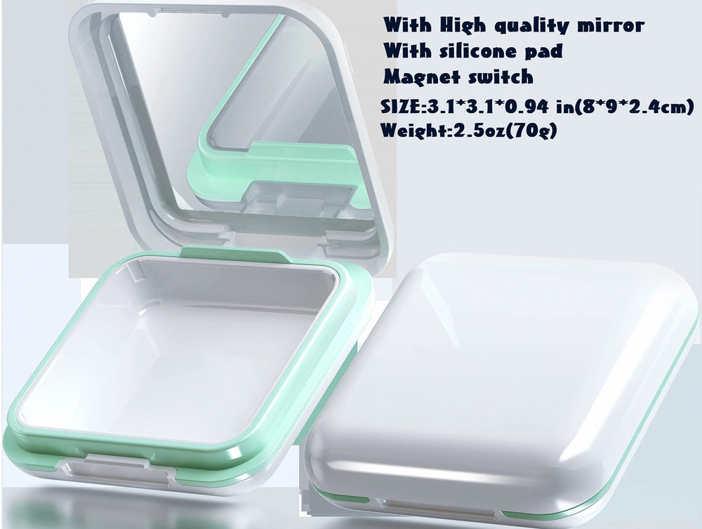 Opened denture bath case showing the drain tray